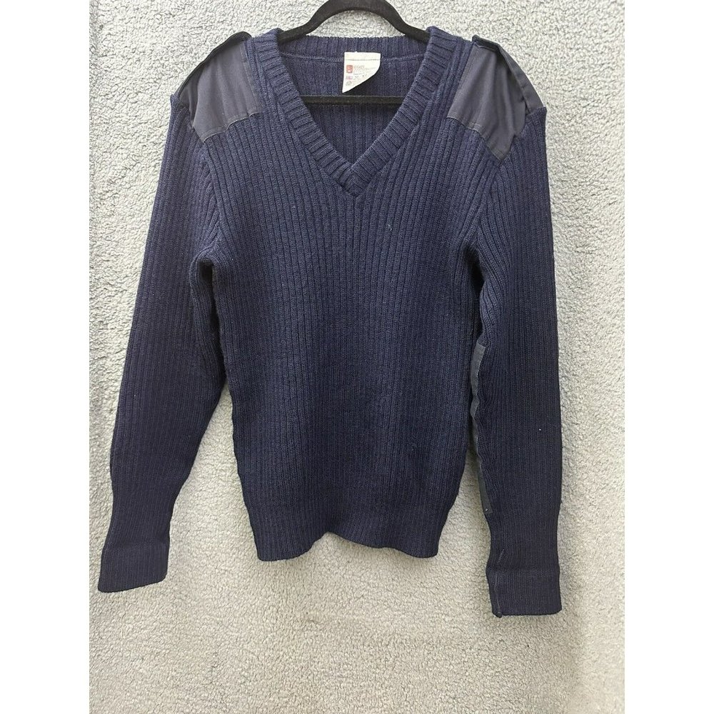 Brigade Quartermasters Sweater Mens XL Blue 100% Wool V Neck The Woolly Pully - Picture 1 of 6